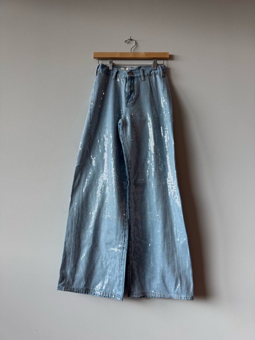Anthropologie Pilcro Sequin Wide Leg Jeans Size 24 (00) Cowgirl Western Boho - Picture 6 of 15